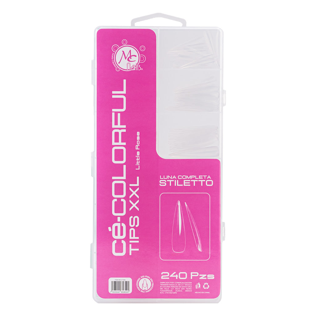 Colorful Tips Stilleto XXL Luna Completa 240Pz Little Rose