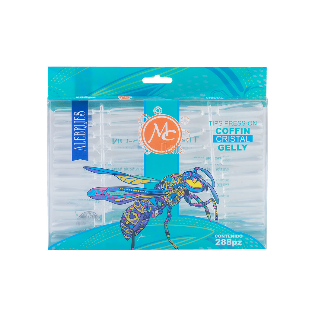 Tips Press On Coffin Cristal Gelly 288 Pz