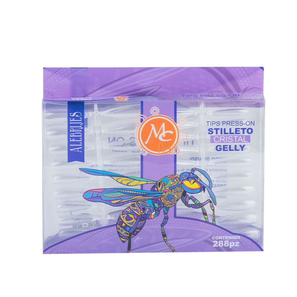 Tips Press On Stilleto Cristal Gelly 288 Pz